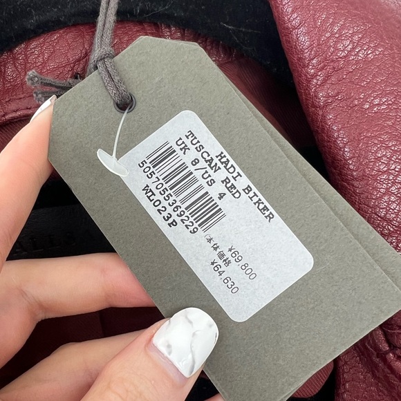 Red all saints leather jacket new with tags US 4 - Picture 8 of 8